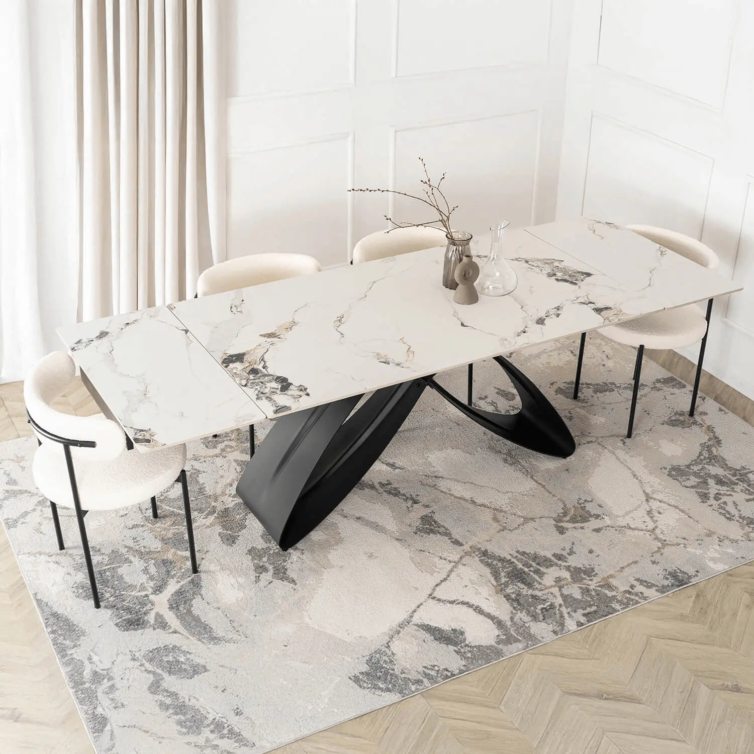 Стол раскладной Mebel Elite Luigi 160/240 (White Marble/Black) - 10