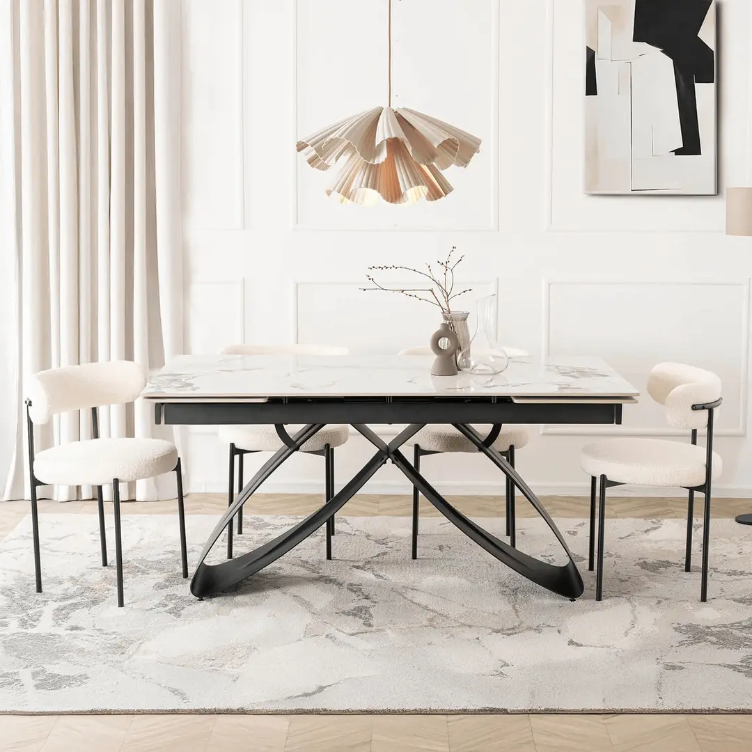 Стол раскладной Mebel Elite Luigi 160/240 (White Marble/Black)