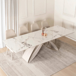 Masa extensibila Mebel Elite Luigi 160-240 (White Marble/Cashmere)