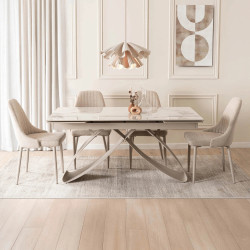 Masa extensibila Mebel Elite Luigi 160-240 (White Marble/Cashmere) Thumb