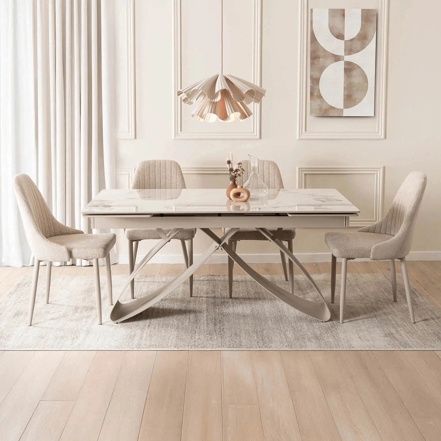 Masa extensibila Mebel Elite Luigi 160-240 (White Marble/Cashmere) - 6