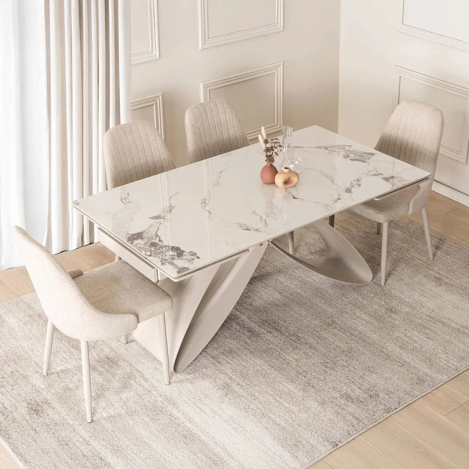 Masa extensibila Mebel Elite Luigi 160-240 (White Marble/Cashmere) - 7
