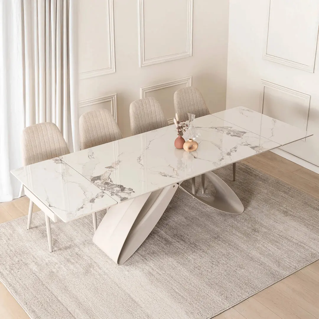 Masa extensibila Mebel Elite Luigi 160-240 (White Marble/Cashmere)