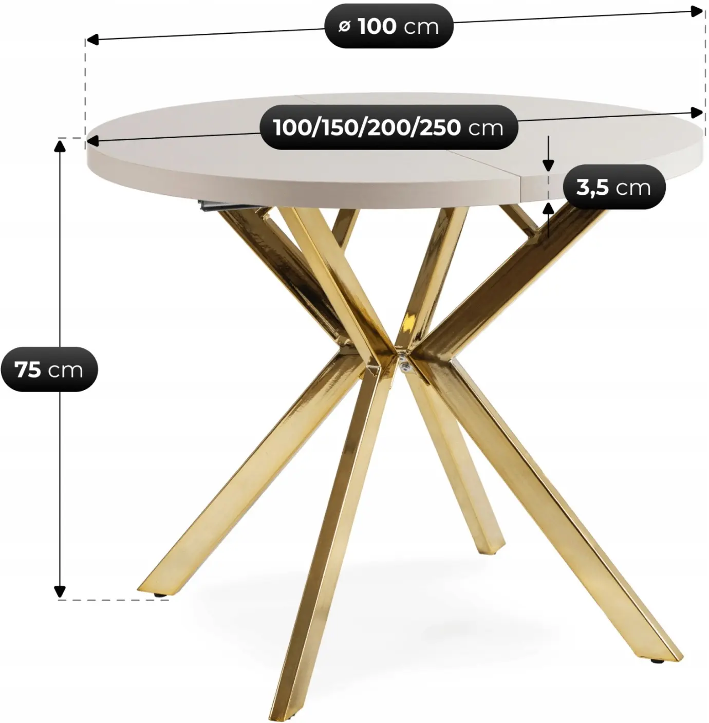 Стол раскладной Mebel Elite Lukas 100/250 (Cashmere/Gold) - 9