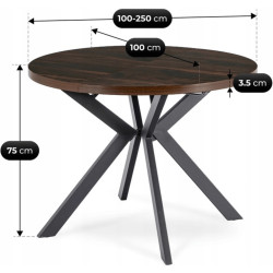 Стол раскладной Mebel Elite Lukas 100/250 (Walnut/Black) Thumb