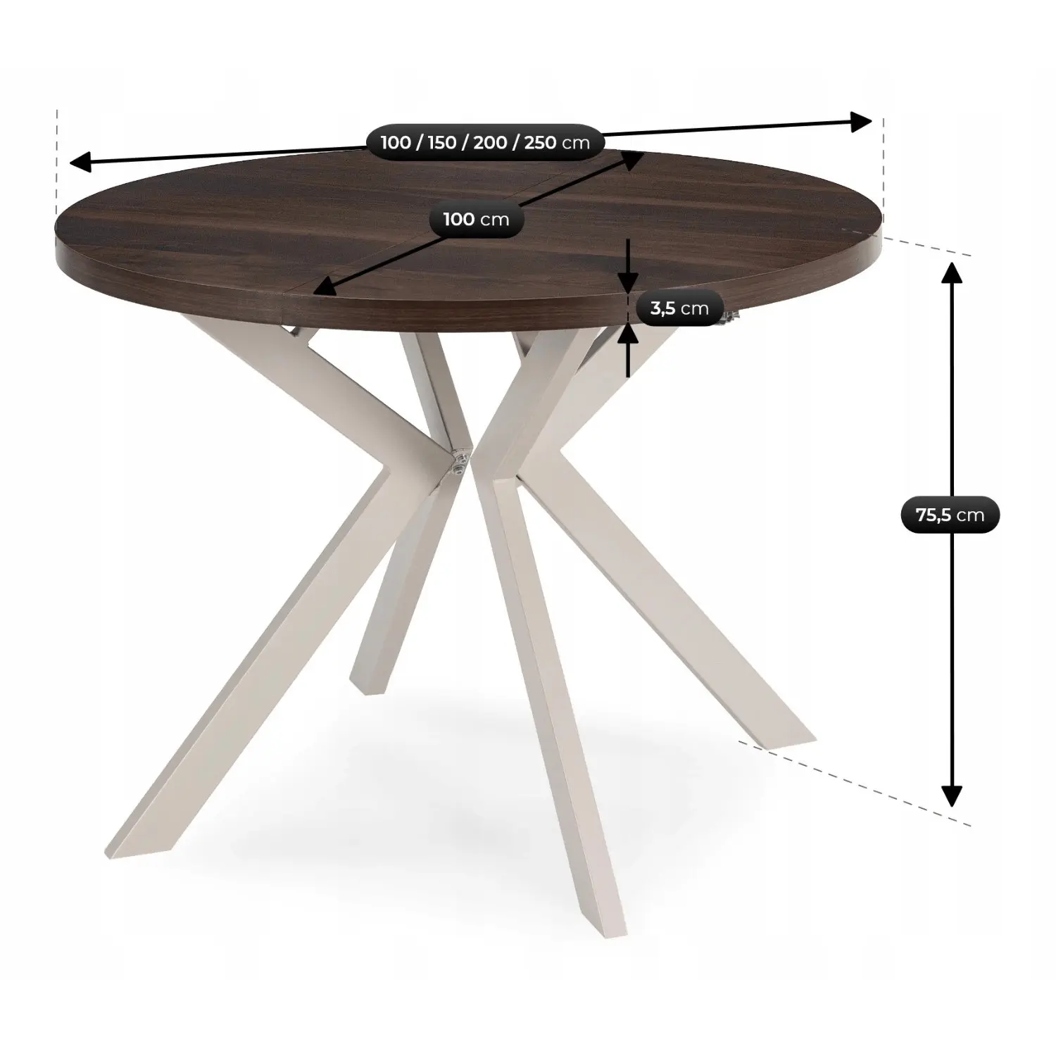 Masa extensibila Mebel Elite Lukas 100-250 (Walnut/Cashmere) - 9