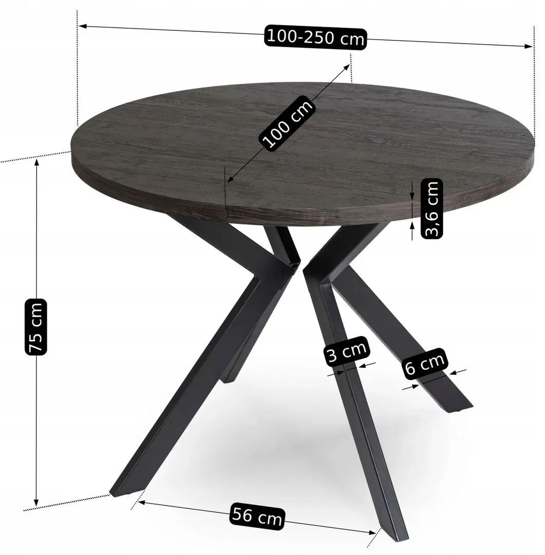 Masa extensibila Mebel Elite Lukas 250 (Black)