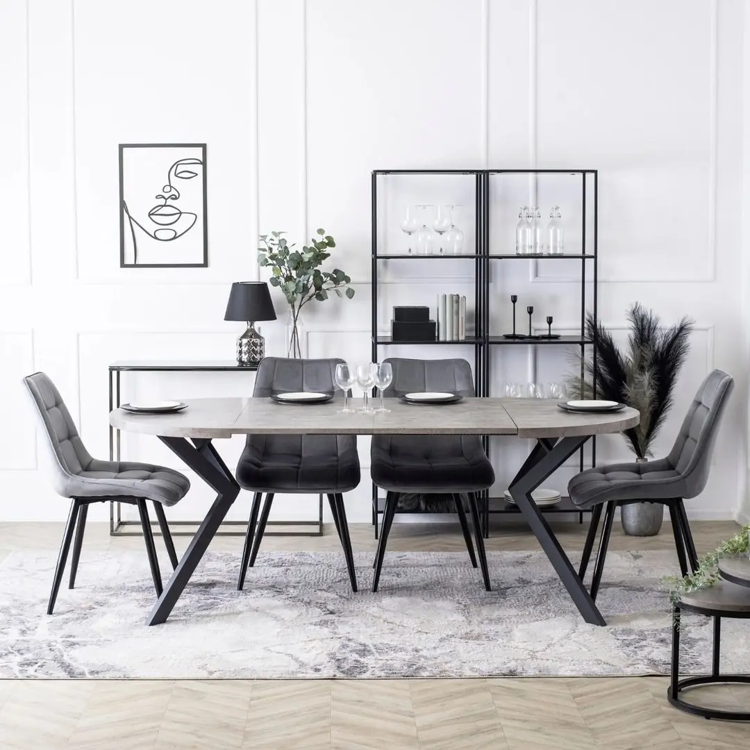 Masa extensibila Mebel Elite Lukas 250 (Concrete/Black)