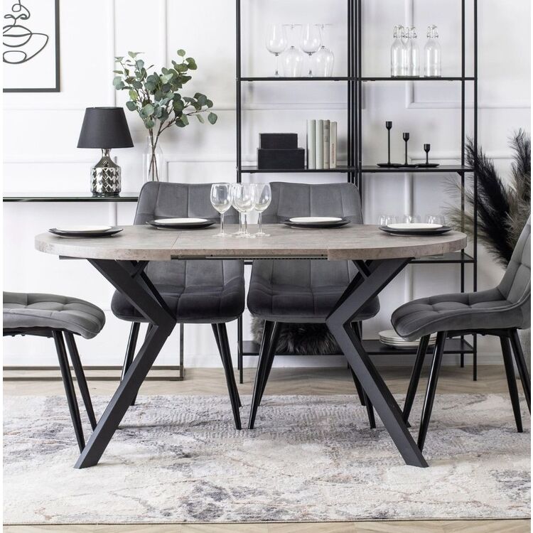 Стол раскладной Mebel Elite Lukas 250 (Concrete/Black)