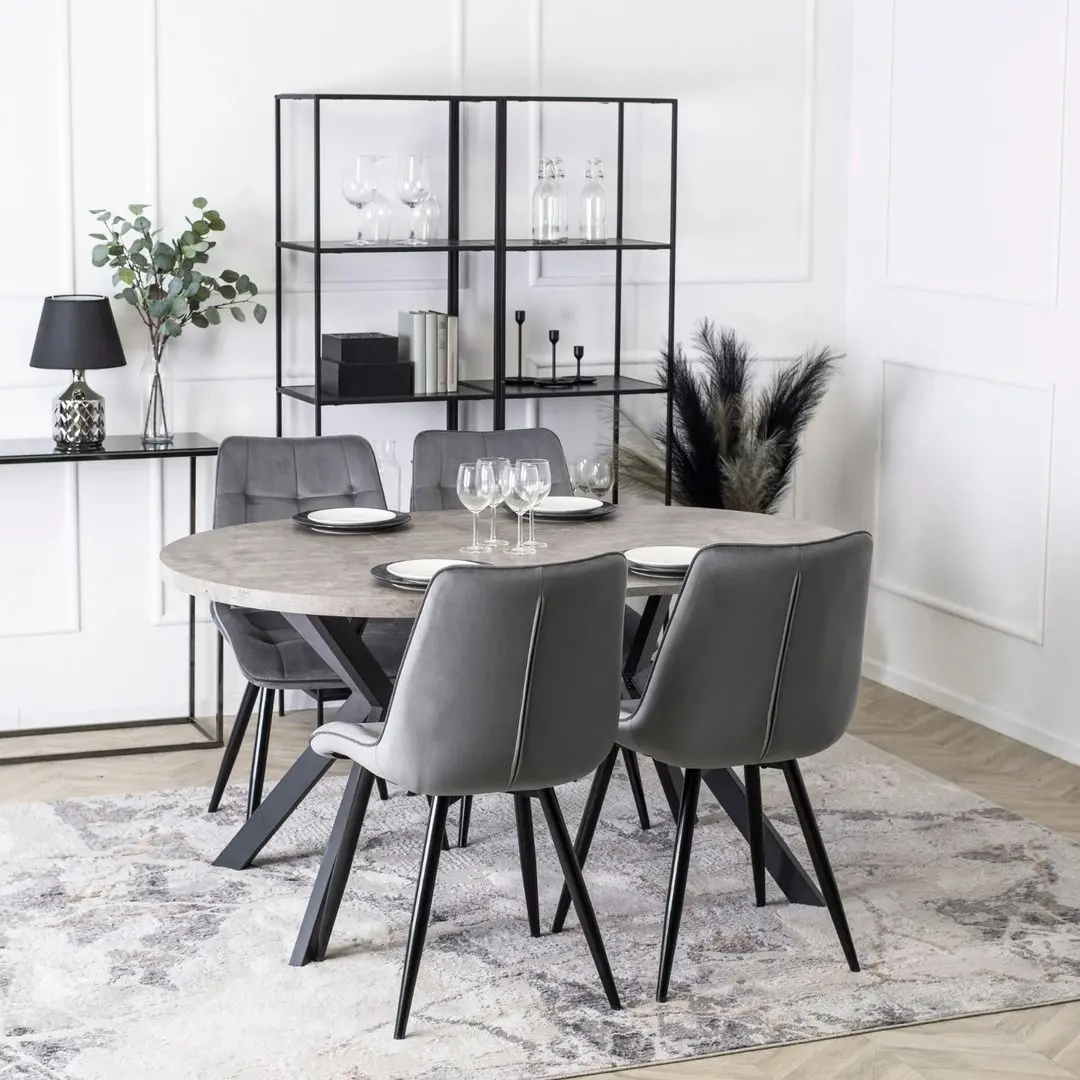 Masa extensibila Mebel Elite Lukas 250 (Concrete/Black)