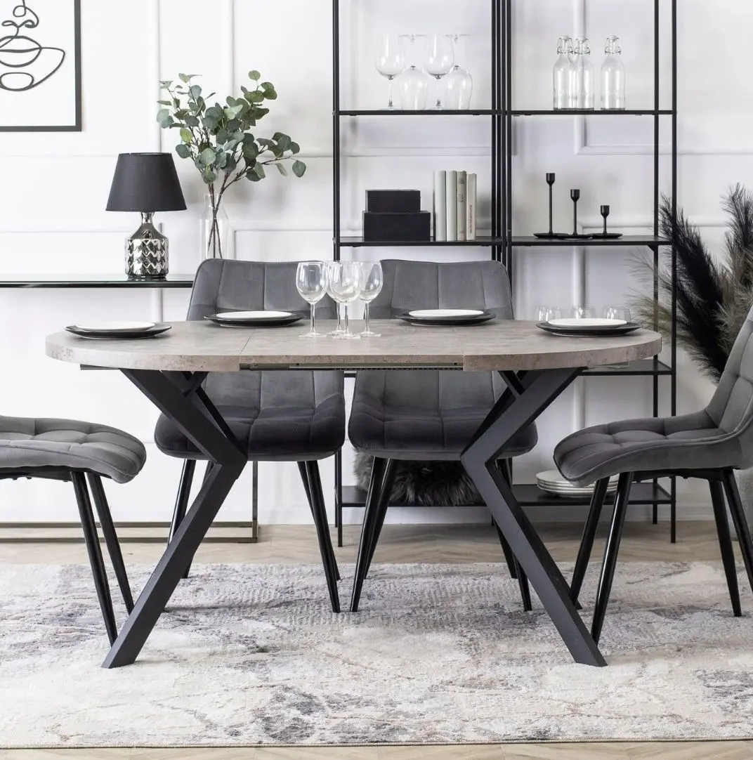 Masa extensibila Mebel Elite Lukas 250 (Concrete/Black)