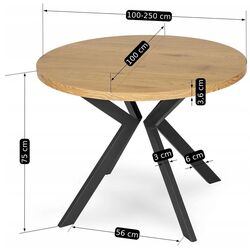 Masa extensibila Mebel Elite Lukas 250 (Golden Oak/Black) Thumb