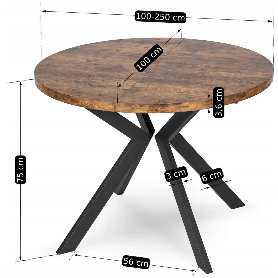 Masa extensibila Mebel Elite Lukas 250 (Rustic Oak/Black)