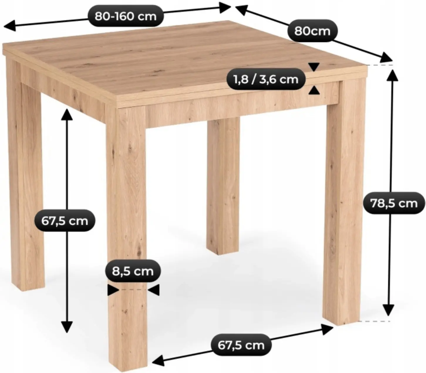 Стол раскладной Mebel Elite Max 80/160 (Artisan Oak) - 9