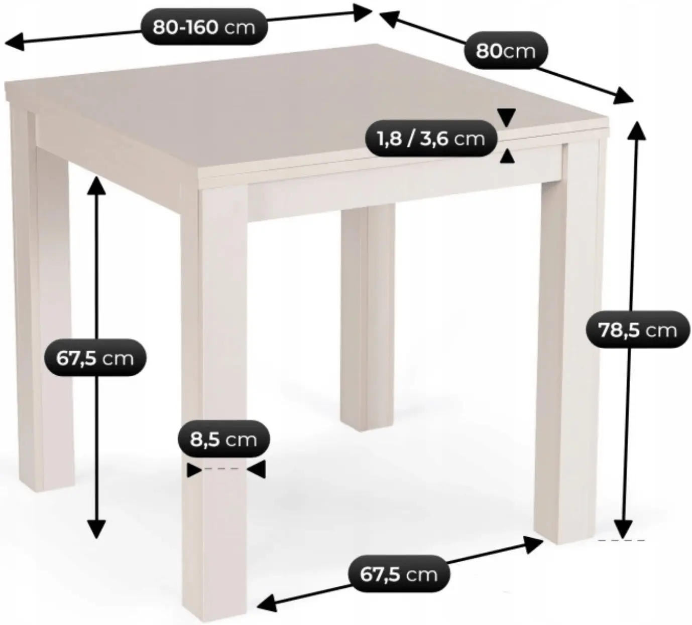 Стол раскладной Mebel Elite Max 80/160 (Cashmere) - 8