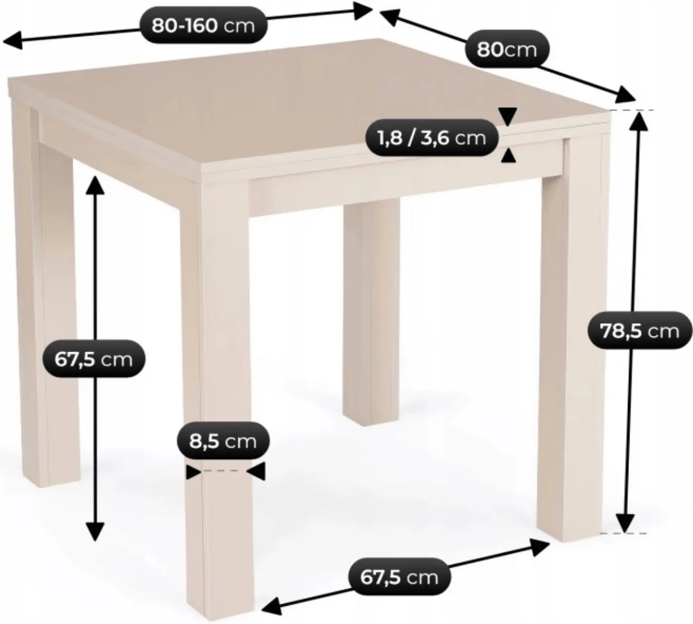 Стол раскладной Mebel Elite Max 80/160 (Macadamia Nut) - 8