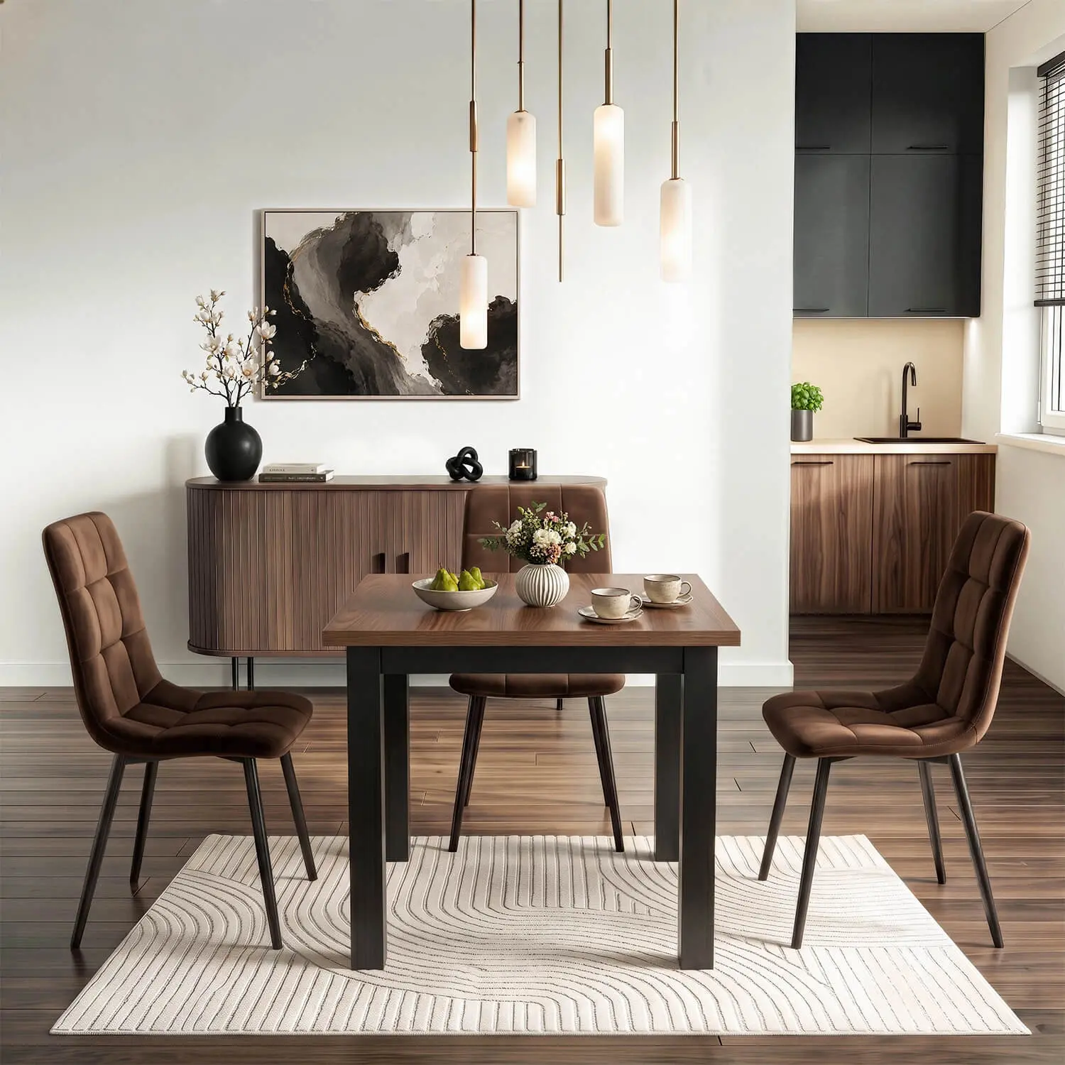 Masa extensibila Mebel Elite MAX 80-160 (Nicea Walnut/Black) - 8