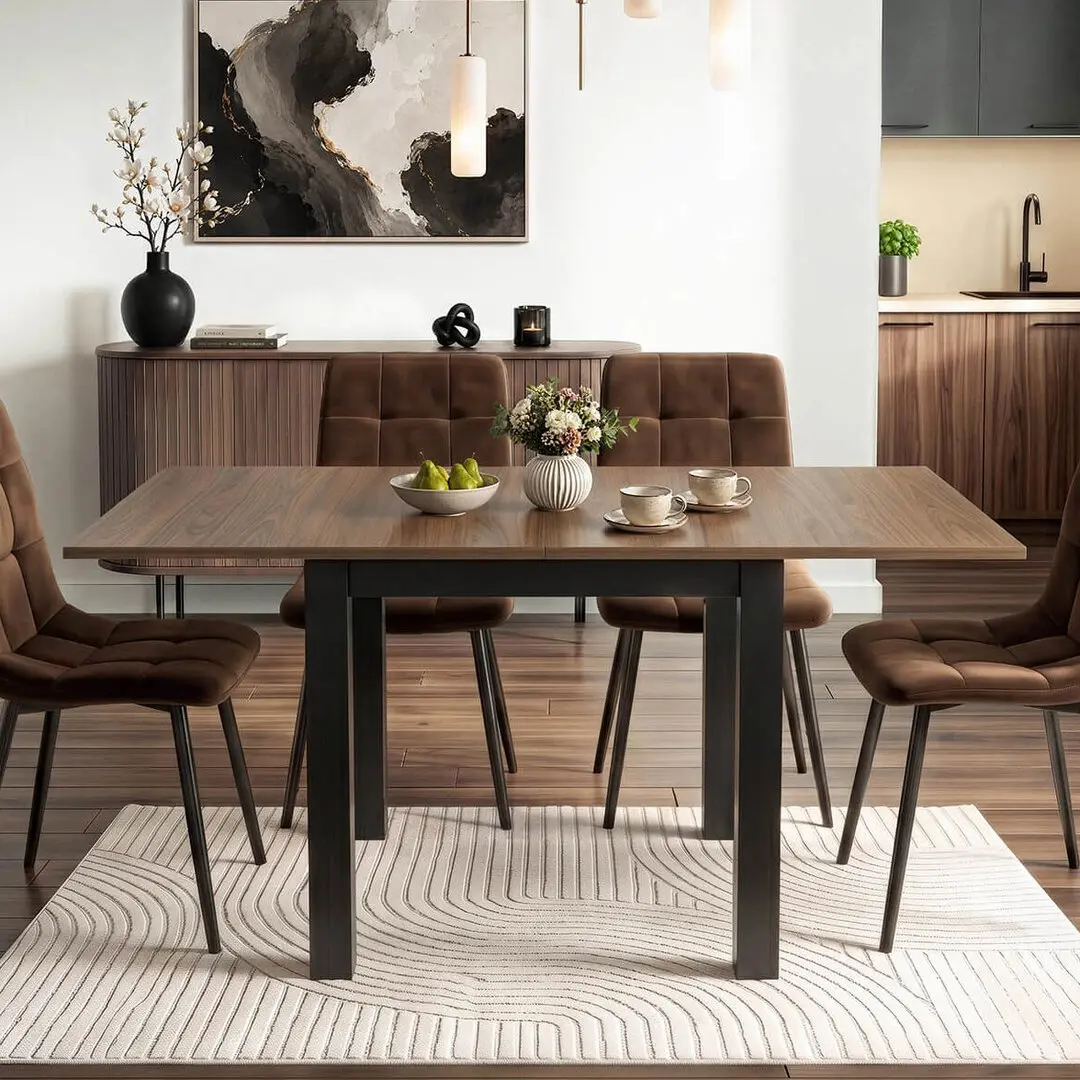 Masa extensibila Mebel Elite MAX 80-160 (Nicea Walnut/Black)