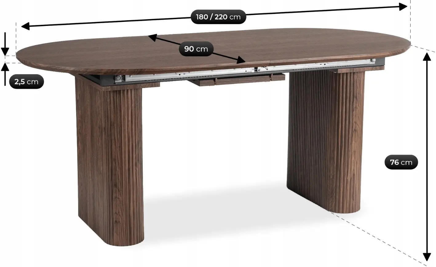 Стол раскладной Mebel Elite Oval 180/220 (Walnut) - 6