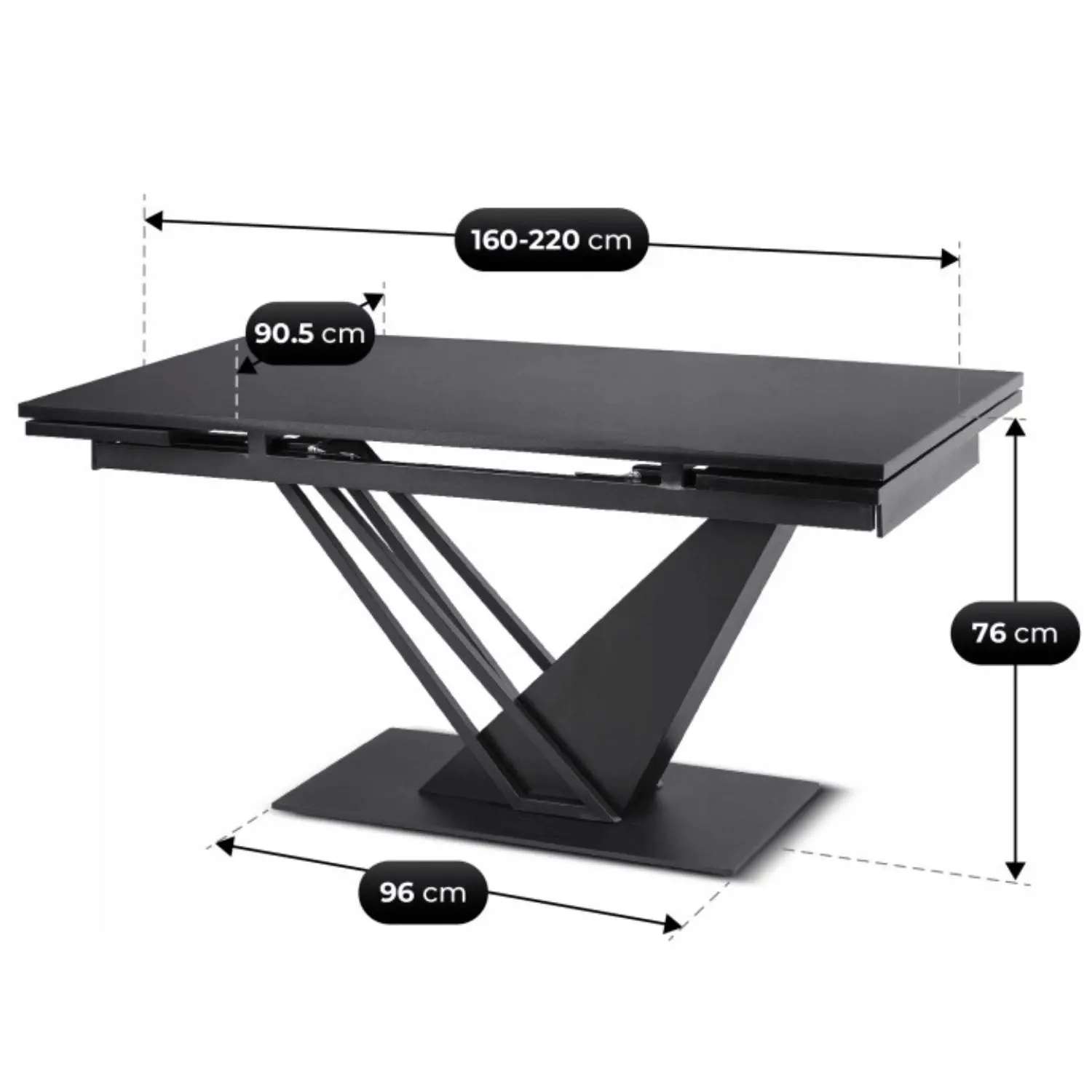 Masa extensibila Mebel Elite REX 160-220 (Black) - 5