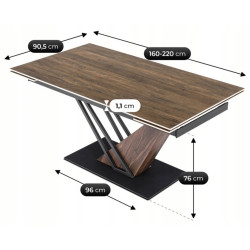 Masa extensibila Mebel Elite REX 160/220 (Dark Brown/Black) Thumb