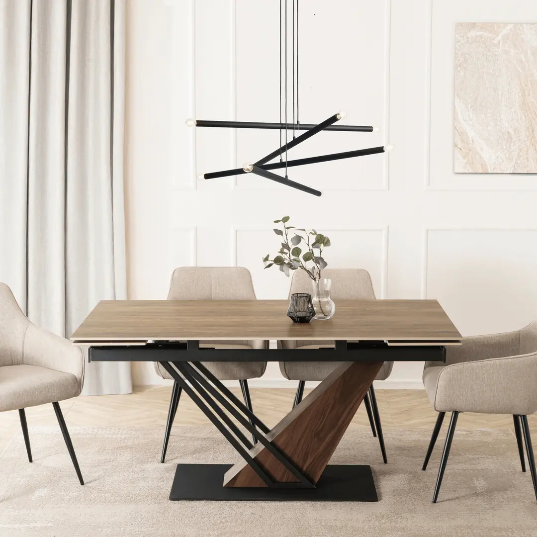 Masa extensibila Mebel Elite REX 160/220 (Dark Brown/Black)