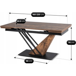 Masa extensibila Mebel Elite Rex 160/220 (Rustic Oak/Black) Thumb