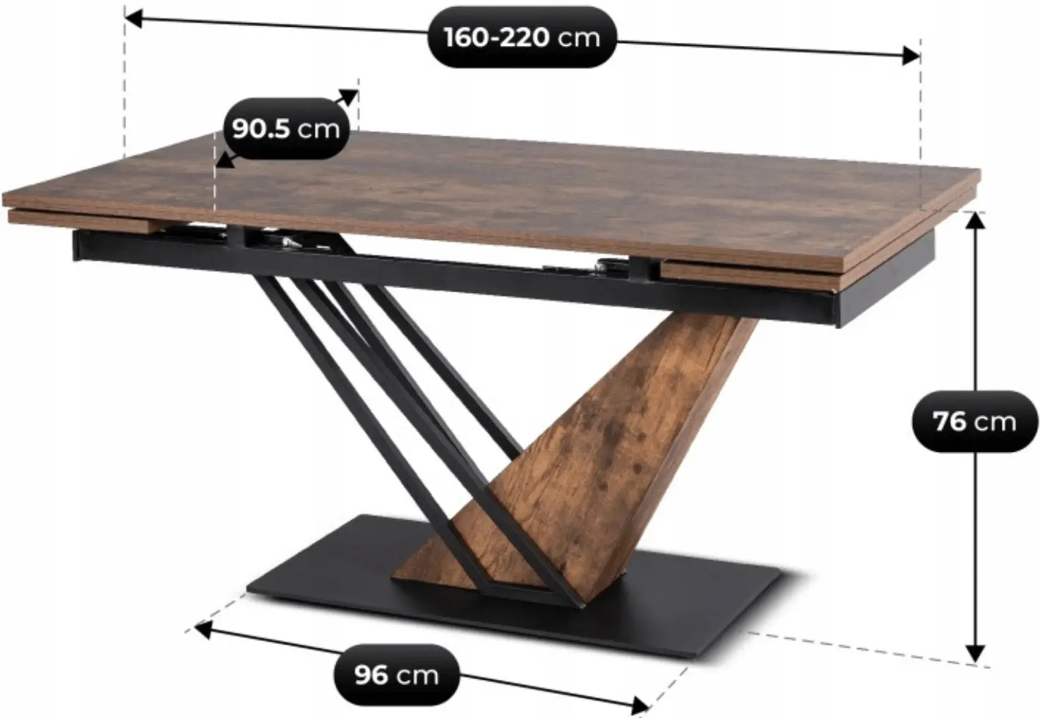 Masa extensibila Mebel Elite Rex 160/220 (Rustic Oak/Black) - 5