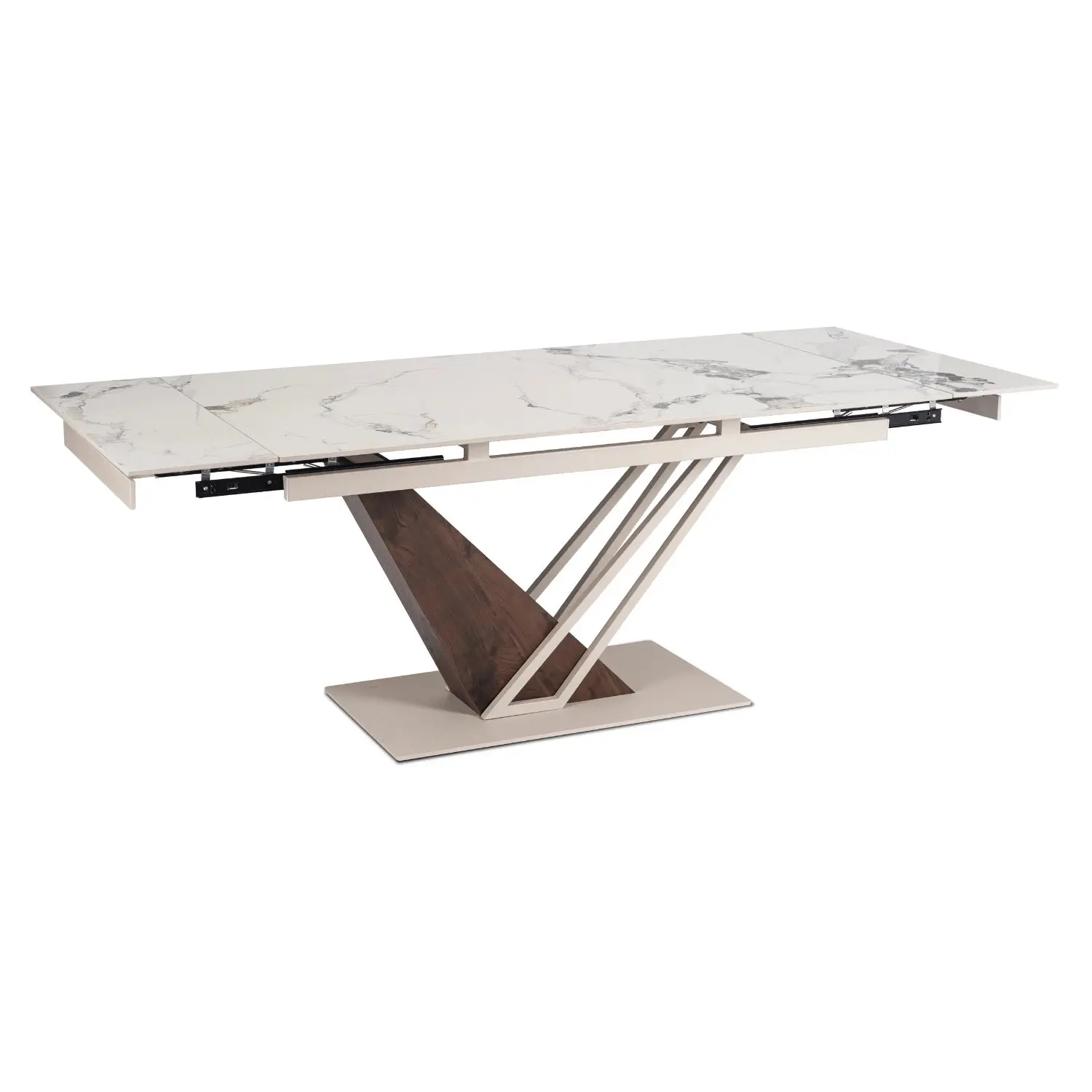 Masa extensibila Mebel Elite REX 160-220 (White Marble/Cashmere) - 3