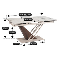 Masa extensibila Mebel Elite REX 160-220 (White Marble/Cashmere) Thumb