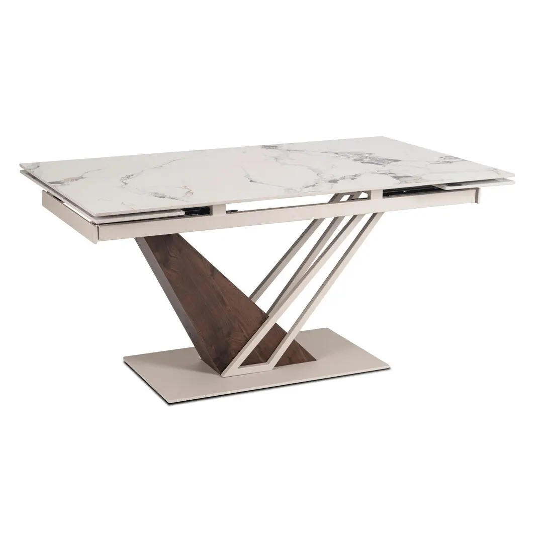 Masa extensibila Mebel Elite REX 160-220 (White Marble/Cashmere)