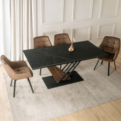 Стол раскладной Mebel Elite REX 2 180/240 (Black Marble/Walnut) Thumb