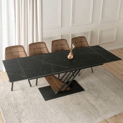 Стол раскладной Mebel Elite REX 2 180/240 (Black Marble/Walnut) Thumb