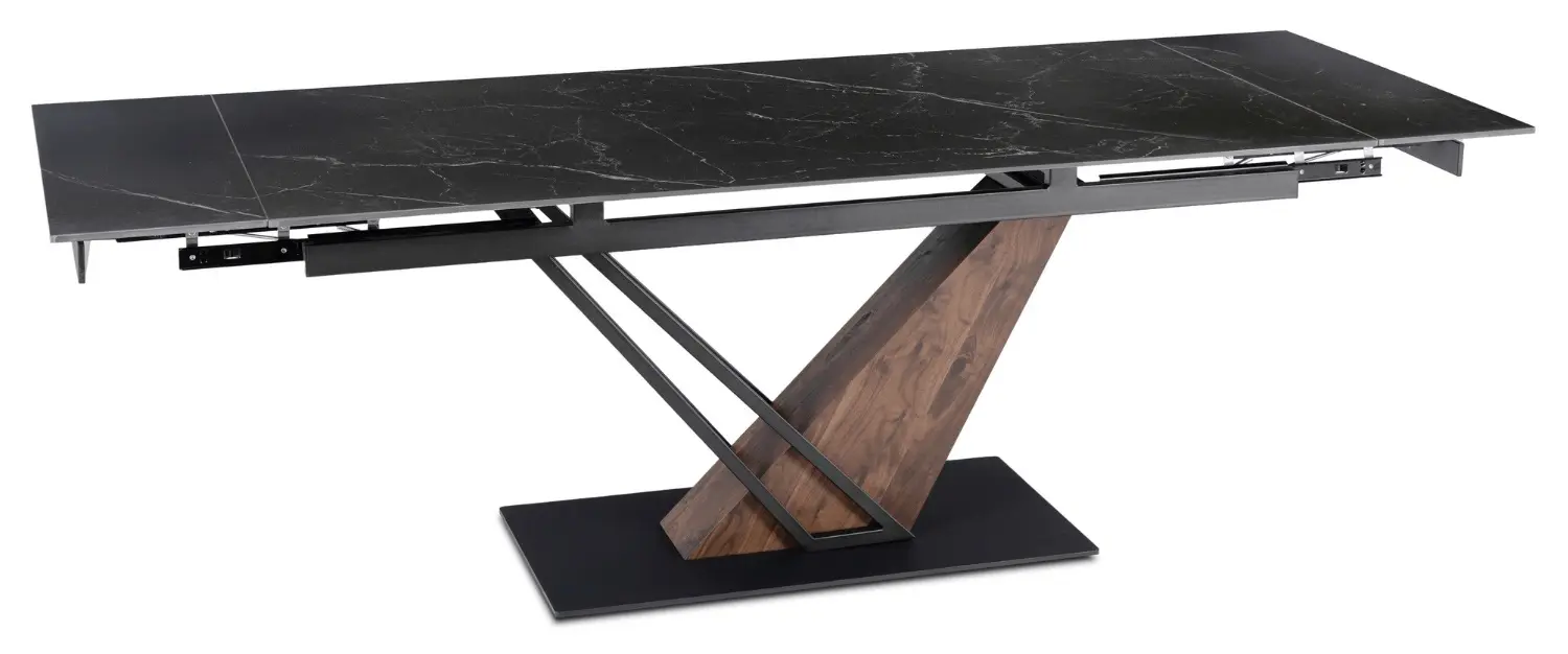 Стол раскладной Mebel Elite REX 2 180/240 (Black Marble/Walnut)