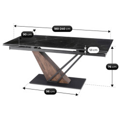 Стол раскладной Mebel Elite REX 2 180/240 (Black Marble/Walnut) Thumb