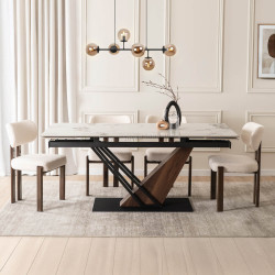 Masa extensibila Mebel Elite REX 2 180/240 (White Marble/Walnut)