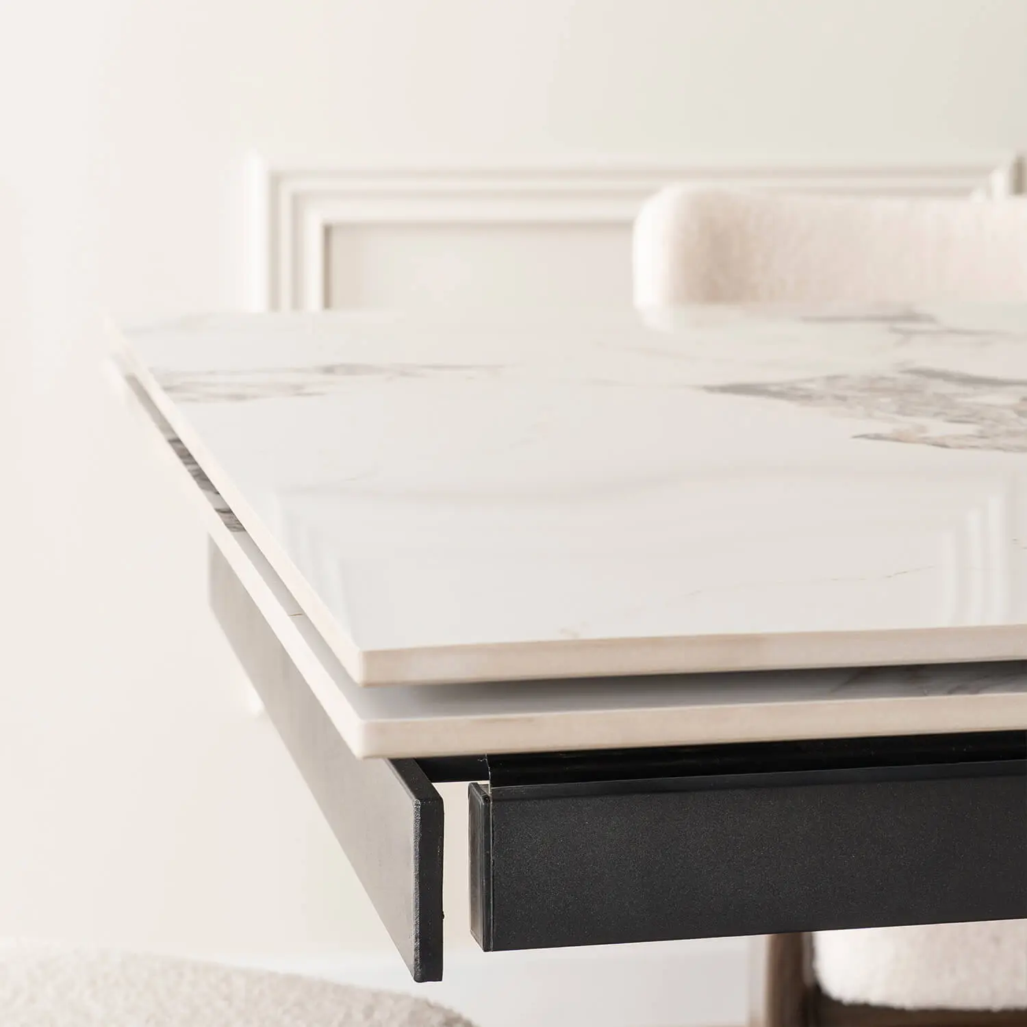 Masa extensibila Mebel Elite REX 2 180/240 (White Marble/Walnut)