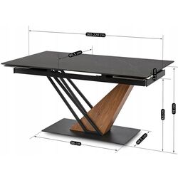 Masa extensibila Mebel Elite Rex 76x160/220 (Black Marble/Walnut) Thumb