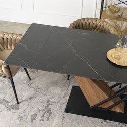 Masa extensibila Mebel Elite Rex 76x160/220 (Black Marble/Walnut) Thumb