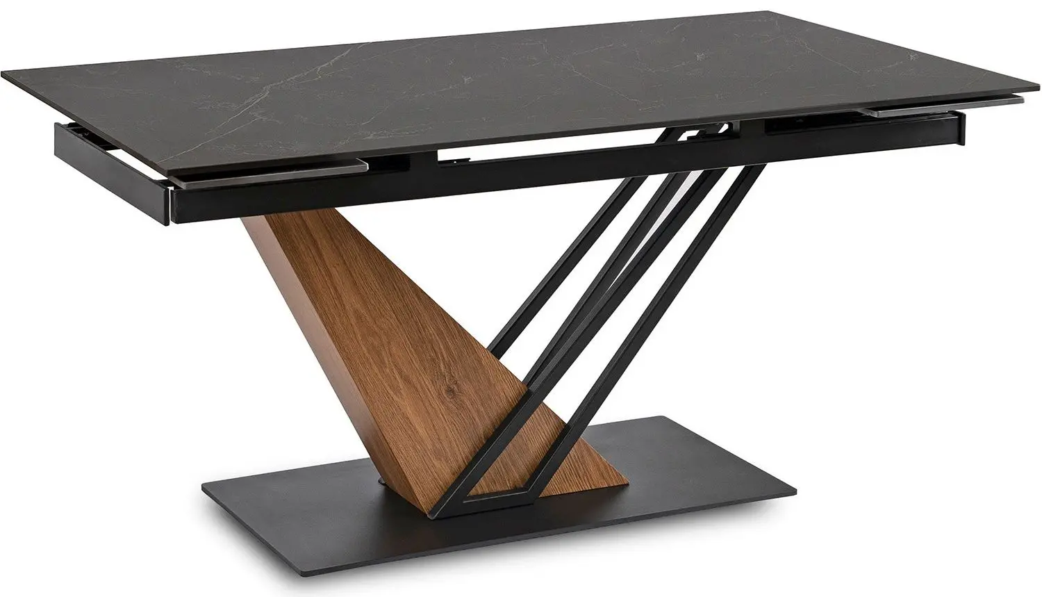 Masa extensibila Mebel Elite Rex 76x160/220 (Black Marble/Walnut)