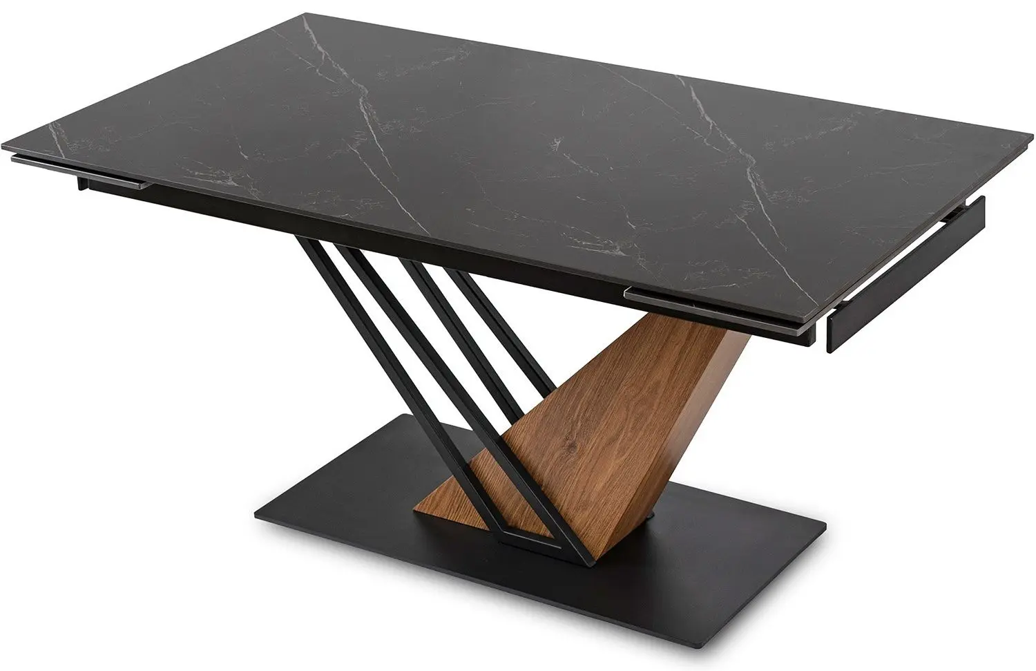 Masa extensibila Mebel Elite Rex 76x160/220 (Black Marble/Walnut)