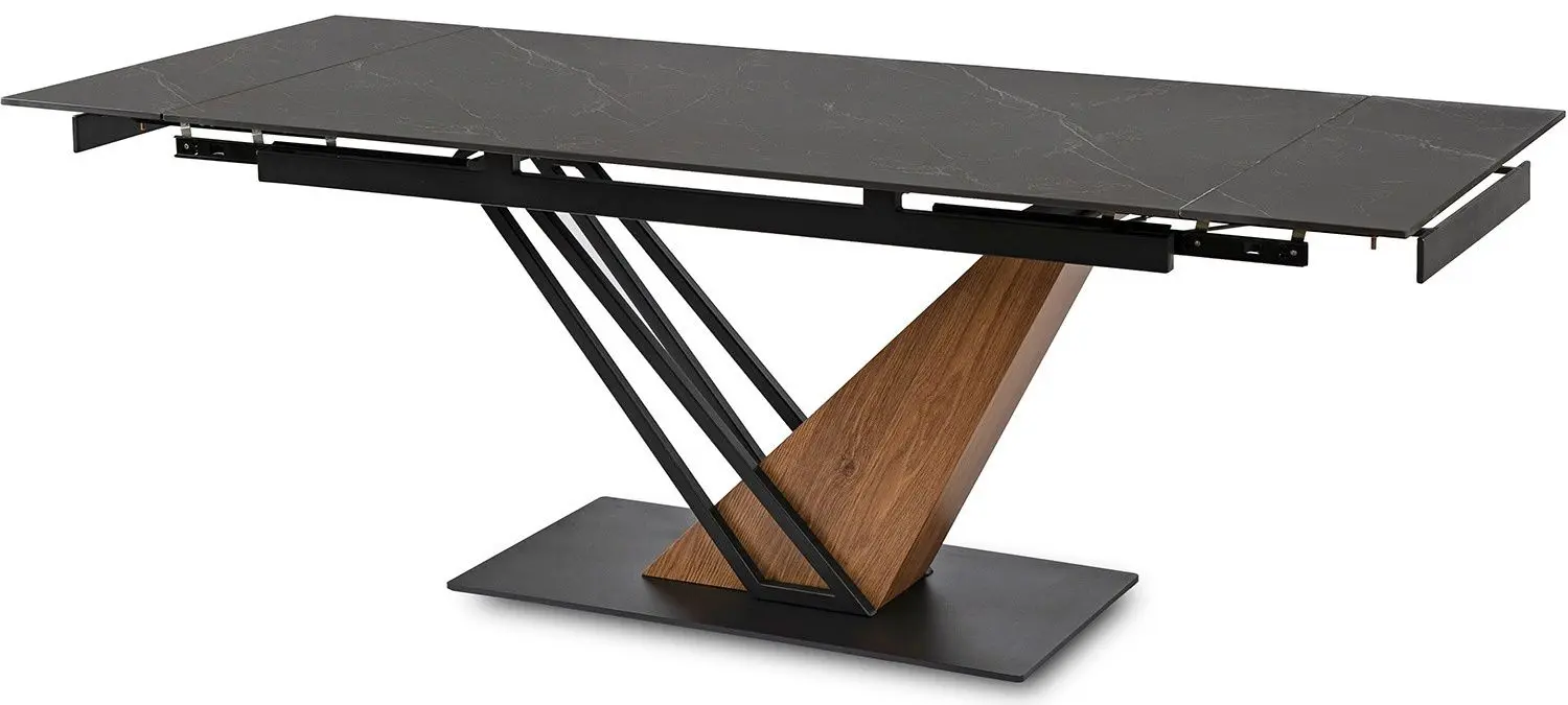 Masa extensibila Mebel Elite Rex 76x160/220 (Black Marble/Walnut)