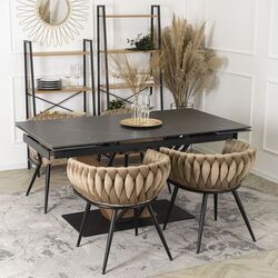 Masa extensibila Mebel Elite Rex 76x160/220 (Black Marble/Walnut) Thumb