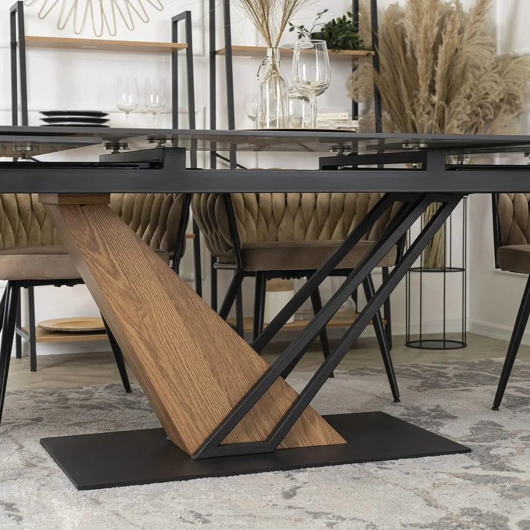 Masa extensibila Mebel Elite Rex 76x160/220 (Black Marble/Walnut)