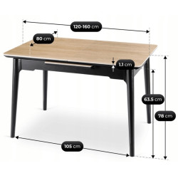 Стол раскладной Mebel Elite Samer 120/160 (Oak/Black) Thumb