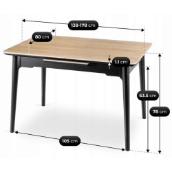 Masa extensibila Mebel Elite Samer 138/178 (Oak/Black) Thumb