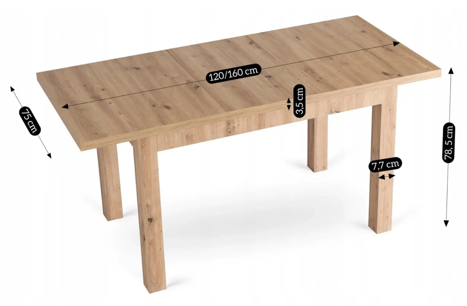 Стол раскладной Mebel Elite Skubi 120/160 (Artisan Oak) - 7