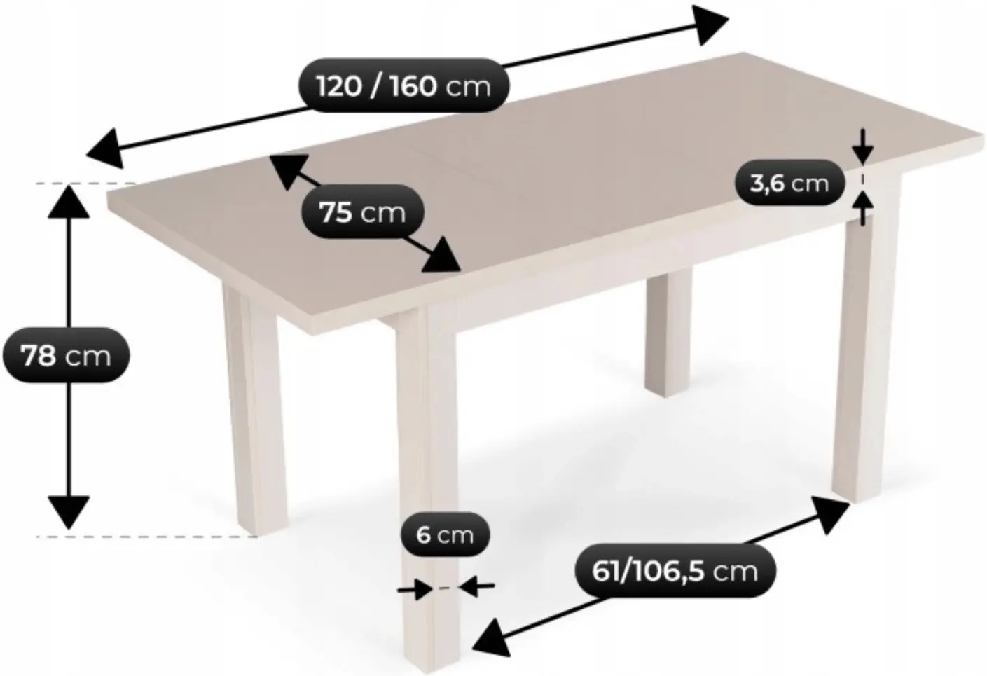Стол раскладной Mebel Elite Skubi 120/160 (Cashmere) - 5