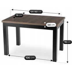 Стол раскладной Mebel Elite Skubi 120/160 (Walnut/Black) Thumb