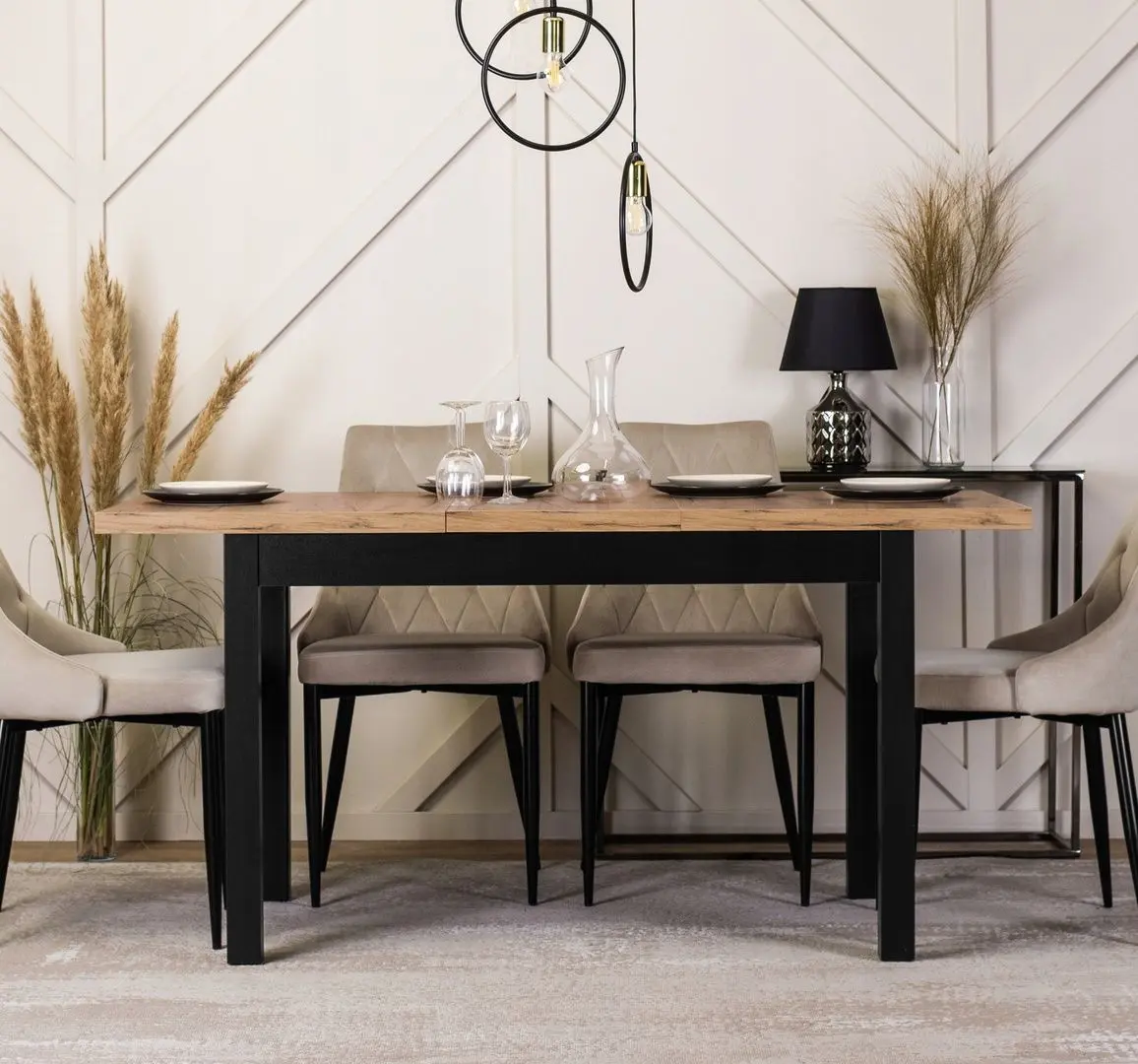 Стол раскладной Mebel Elite Skubi 78x120/160 (Craft Oak Golden/Black)